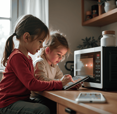 Children playing with a tablet