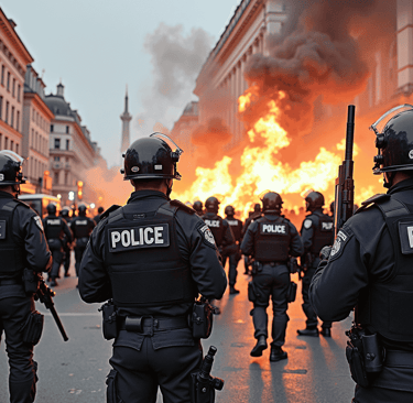 Riot police in the streets