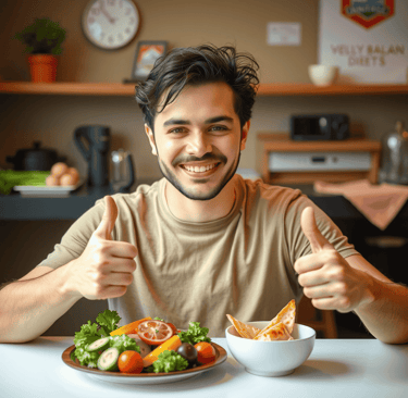 Man eating healthy food
