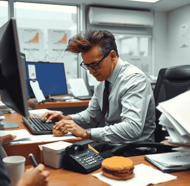 Man in an office and is harassed