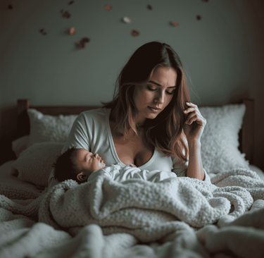 Mother trying to get her baby to sleep