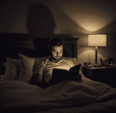 Man relaxing before going to sleep