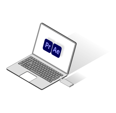 Graphisme d'un pc portable pour les préstations de montage vidéo de genecis studio