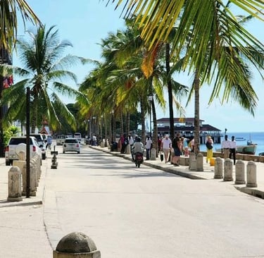 Scenic view of Forodhani waterfront walking path in Zanzibar