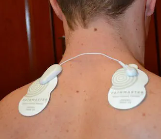Man with Painmaster Patches applied to his neck.