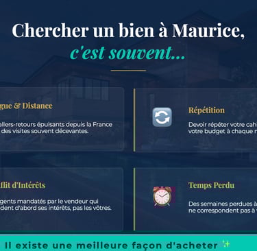 Guide on challenges of buying property in Mauritius including travel fatigue and agent conflicts.