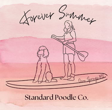 Forever summer standard poodle sunset logo