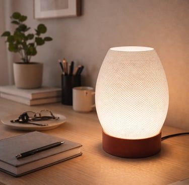 Aira designer table lamp by Chandira with elegant modern form