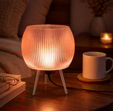 Jelo lamp glowing with warm ambient light in modern interior