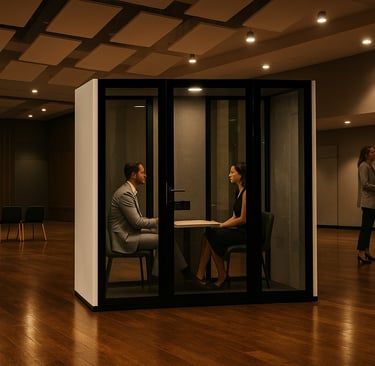 Modern 2-person soundproof office pod for meetings and collaboration
