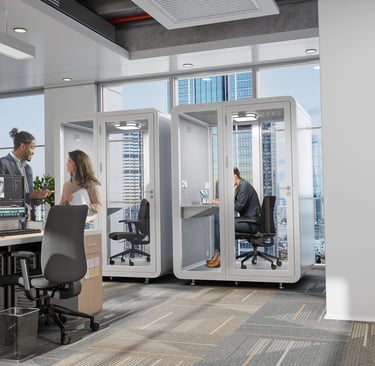 Small acoustic pod for 1–2 people – private office booth