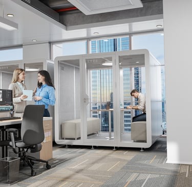 Stylish acoustic office pod for 4–5 people – noise-reducing booth