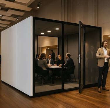 Large 6–7 person soundproof office pod for team collaboration