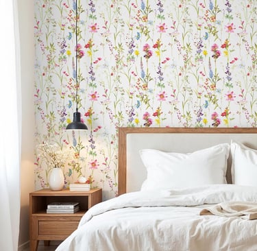 bright, elegant and colourful botanical flower wallpaper