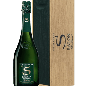 a bottle of wine with a wooden box and a bottle of wine