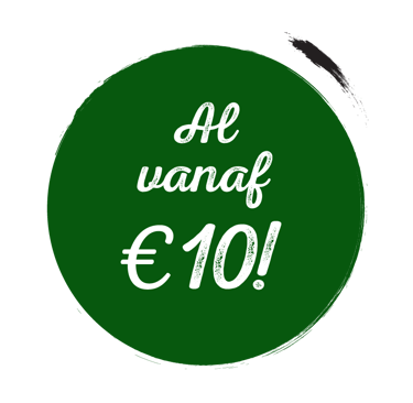 icoon in groen met witte tekst: al vanaf tien euro