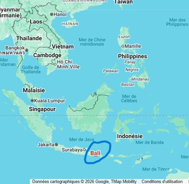 Map of Southeast Asia highlighting the location of Bali island in Indonesia carte Bali dans le monde