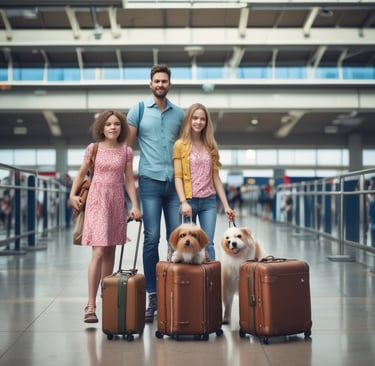 a family goes on holiday with luggage