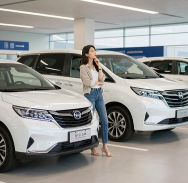 une femme cherche une voiture à louer