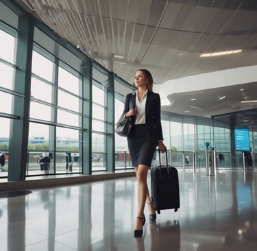 a businesswoman who is going to take a plane