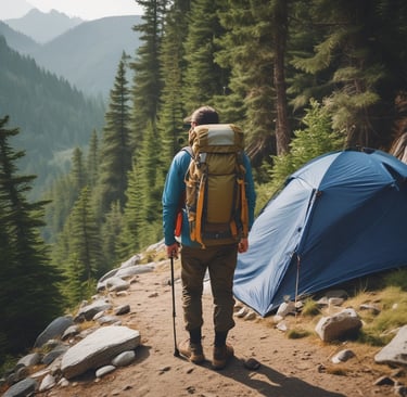 a hiker with a rucksack