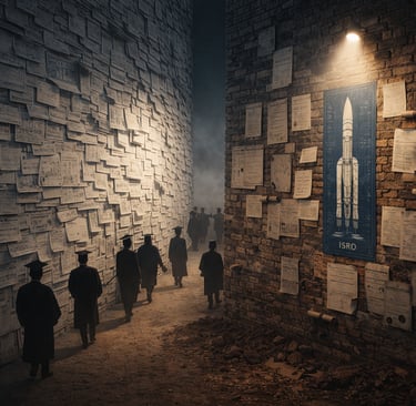 Left side shows Chinese dominance in education and right side shows India's islands of excellence