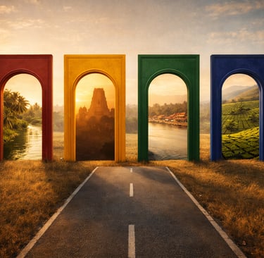 four doors depecting different states of India