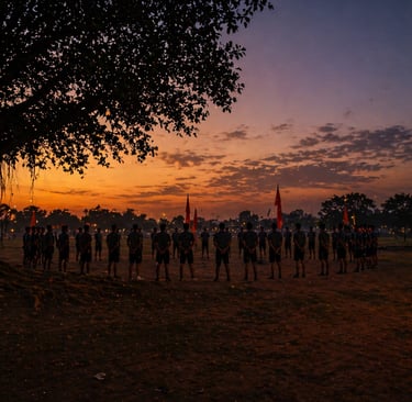 RSS Shakha gathering in the evening at village ground
