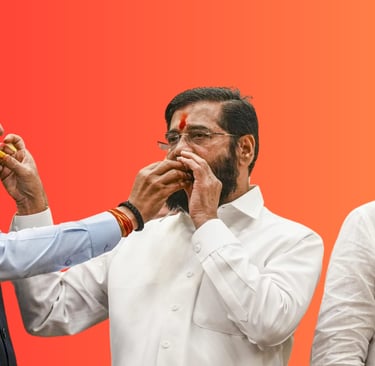 Victory celebrations at Maha Yuti Media Conference