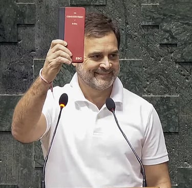 Rahul Gandhi taking oath as a Member of Parliament in June 2024