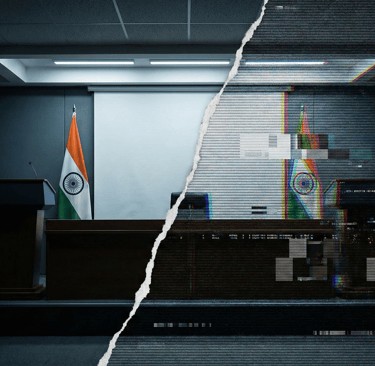 Image depicting distortion of reality by AI and misinformation