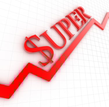 a red arrow pointing upward to the word super sale