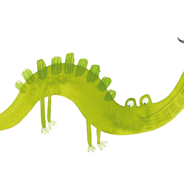 süßes Krokodil mit Vogel
