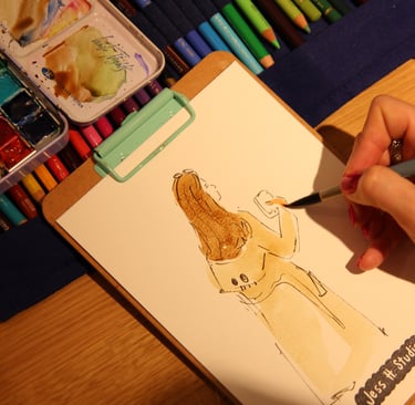 Live-zeichnen buchen Schnellportrait für Firmenveranstaltungen, Fashion und Beauty Events Firmenfeiern zur Kundenbindung