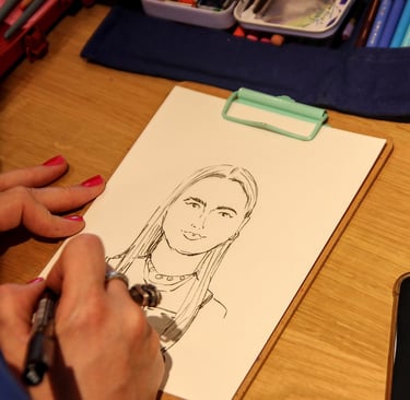 Liveilllustration, Schnellportrait für Firmenveranstaltungen, Fashion und Beautyvenets Firmenfeiern Kundenbindung