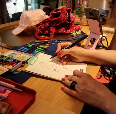 Live-zeichnen buchen Schnellportrait für Firmenveranstaltungen, Fashion und Beauty Events Firmenfeiern zur Kundenbindung