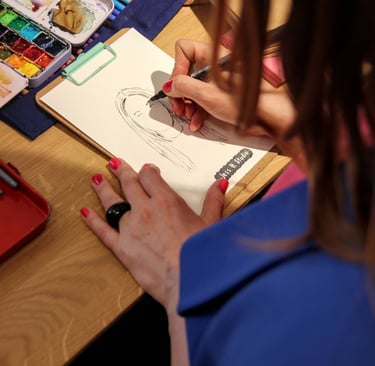 Live-zeichnen buchen Schnellportrait für Firmenveranstaltungen, Fashion und Beauty Events Firmenfeiern zur Kundenbindung