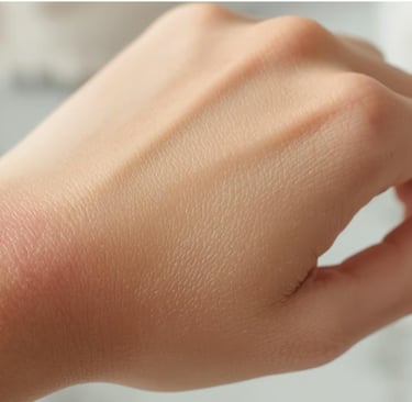 Крупный план руки с покраснением и раздражением на коже. Это может указывать на кожную реакцию,