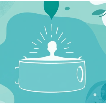 силуэт человека, расслабленно лежащего в флоатингe. Вокруг мягкие формы и природa