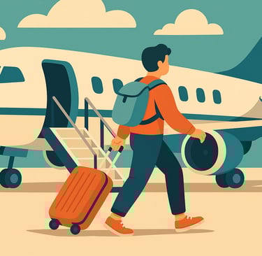 Inimene läheb reisile lennukiga.