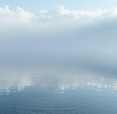 Спокойная водная поверхность с мягкими кругами на воде. Атмосфера тишины, расслабления.