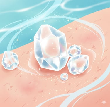 Фотография кристаллов соли Эпсома на коже, способствующих заживлению