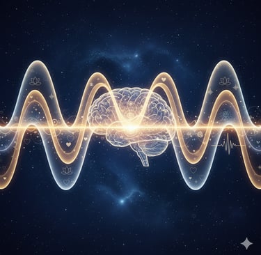 Рисованный мозг, через который проходят тэта-волны.