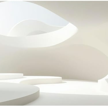 Минималистичное пространство с мягкими формами и светом. Атмосфера спокойствия,