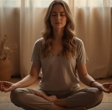 naine mediteerivas poosis närvisüsteemi rahustamiseks