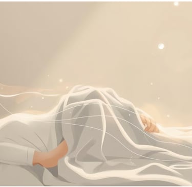 Человек лежит в постели с дискомфортом в ногах. Символ синдрома беспокойных ног.