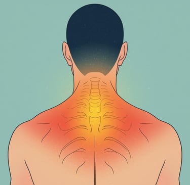 Turjapinge illustratsioon, vaade inimese ülakehale selja poolt õlad ja ülaselja keskosa