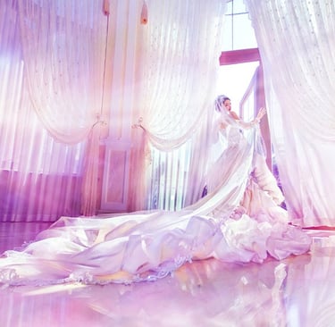 a woman in a wedding dress on the floor in koh samui hotel