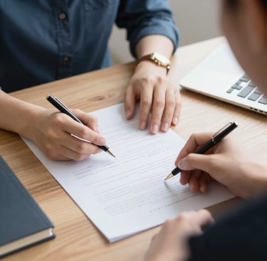 a magnifying glass sitting on top of a piece of paper