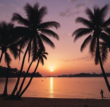 silhouette photo of coconut trees during golden hour